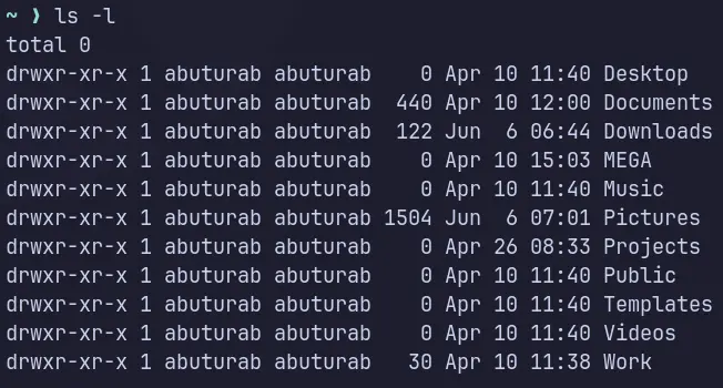 ls — Long listing format