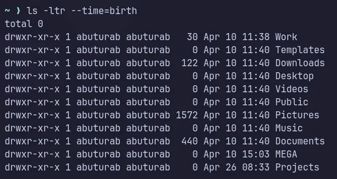 Showing oldest created entry first