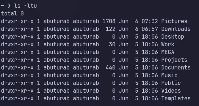 Last accessed entries with timestamp